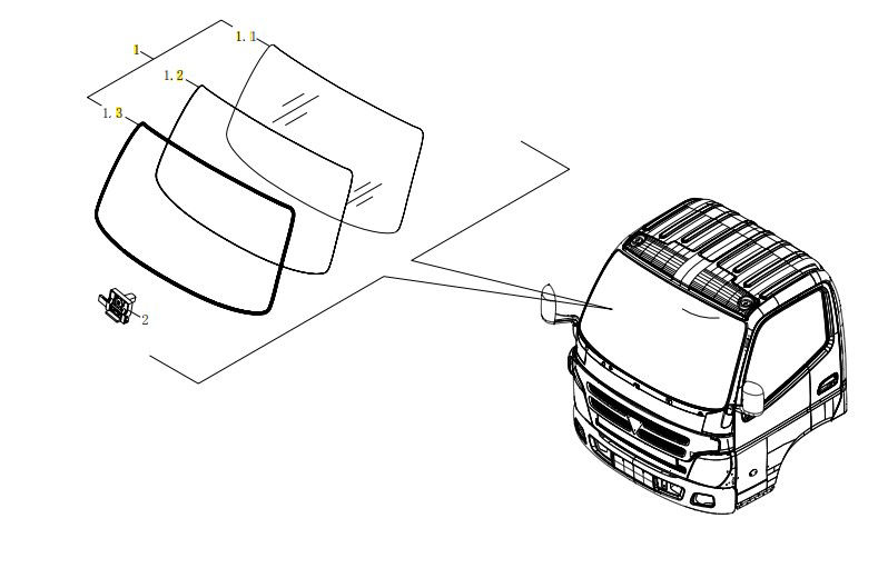 شیشه جلو اصلی الوند 6/5 تن - 8/5 تن